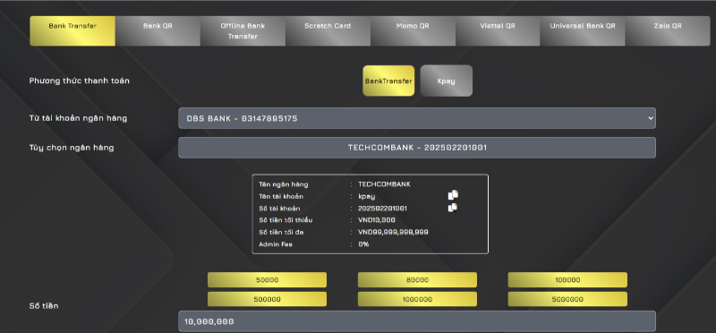 Nạp Tiền - Rút Tiền 2 Nạp rút tiền Asia99