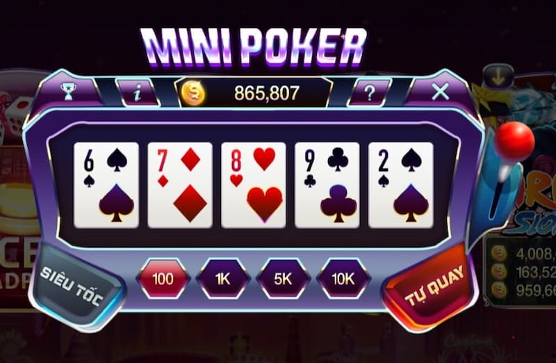 Game nhanh Mini Poker Asia99: Săn hũ nhanh, thưởng đậm 3 kích hoạt respin