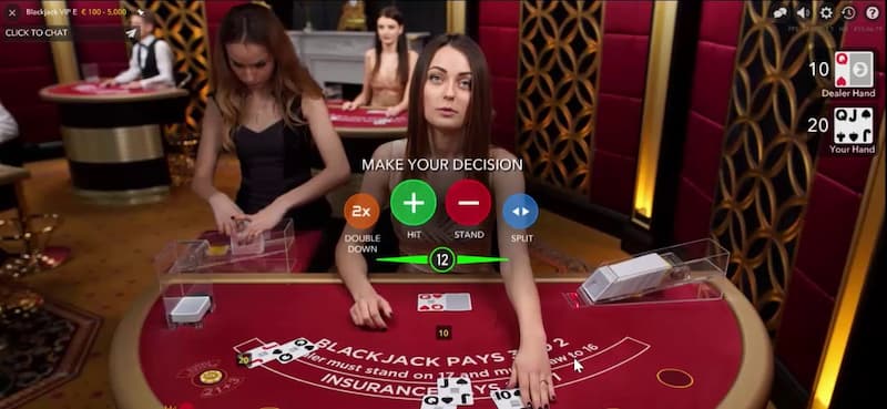 Blackjack (EVOLUTION) tại Asia99 chơi như thế nào? 3 Nhiều lựa chọn trong game Blackjack